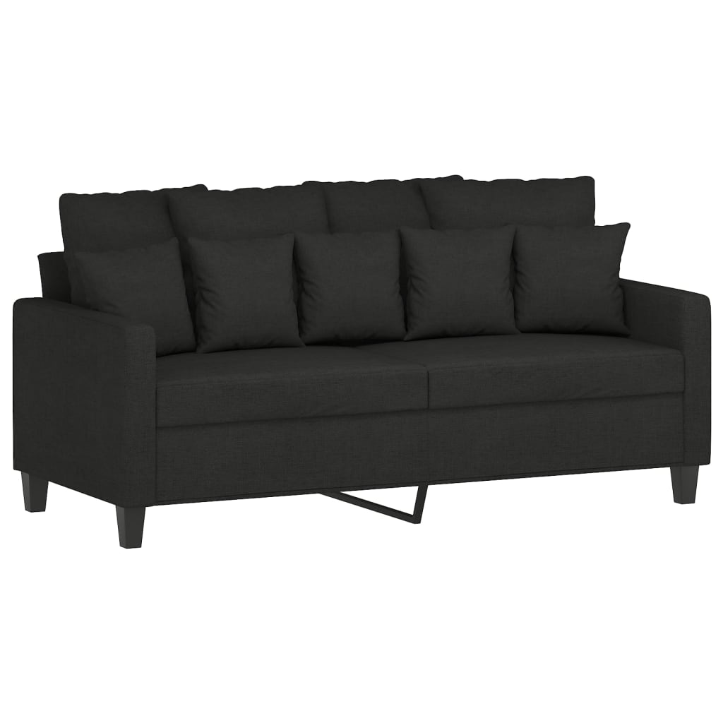 vidaXL Ensemble de canapés 3 pcs avec coussins Tissu Noir