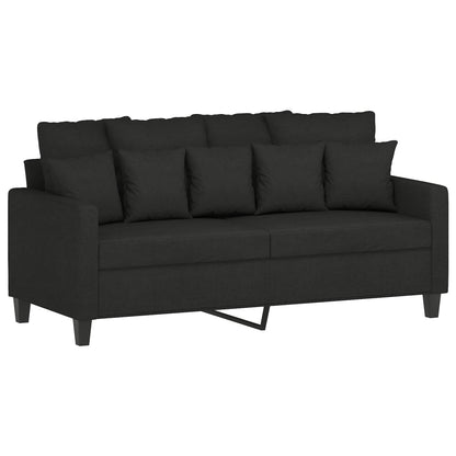 vidaXL Ensemble de canapés 3 pcs avec coussins Tissu Noir