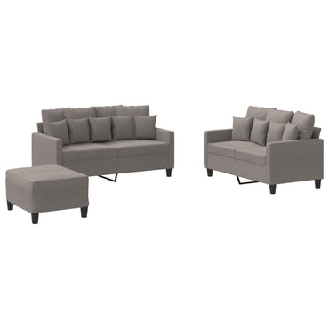 vidaXL 3-tlg. Sofagarnitur mit Kissen Taupe Stoff