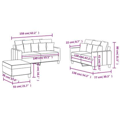 vidaXL 3-tlg. Sofagarnitur mit Kissen Taupe Stoff