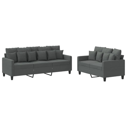 vidaXL Ensemble de canapés 2 pièces avec coussins Tissu Gris foncé