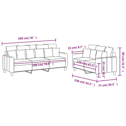 vidaXL Ensemble de canapés 2 pièces avec coussins Tissu Gris foncé