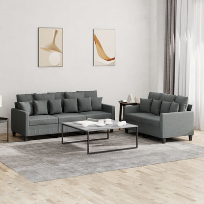vidaXL Ensemble de canapés 2 pièces avec coussins Tissu Gris foncé