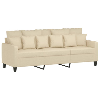 vidaXL 2-tlg. Sofagarnitur mit Kissen Creme Stoff