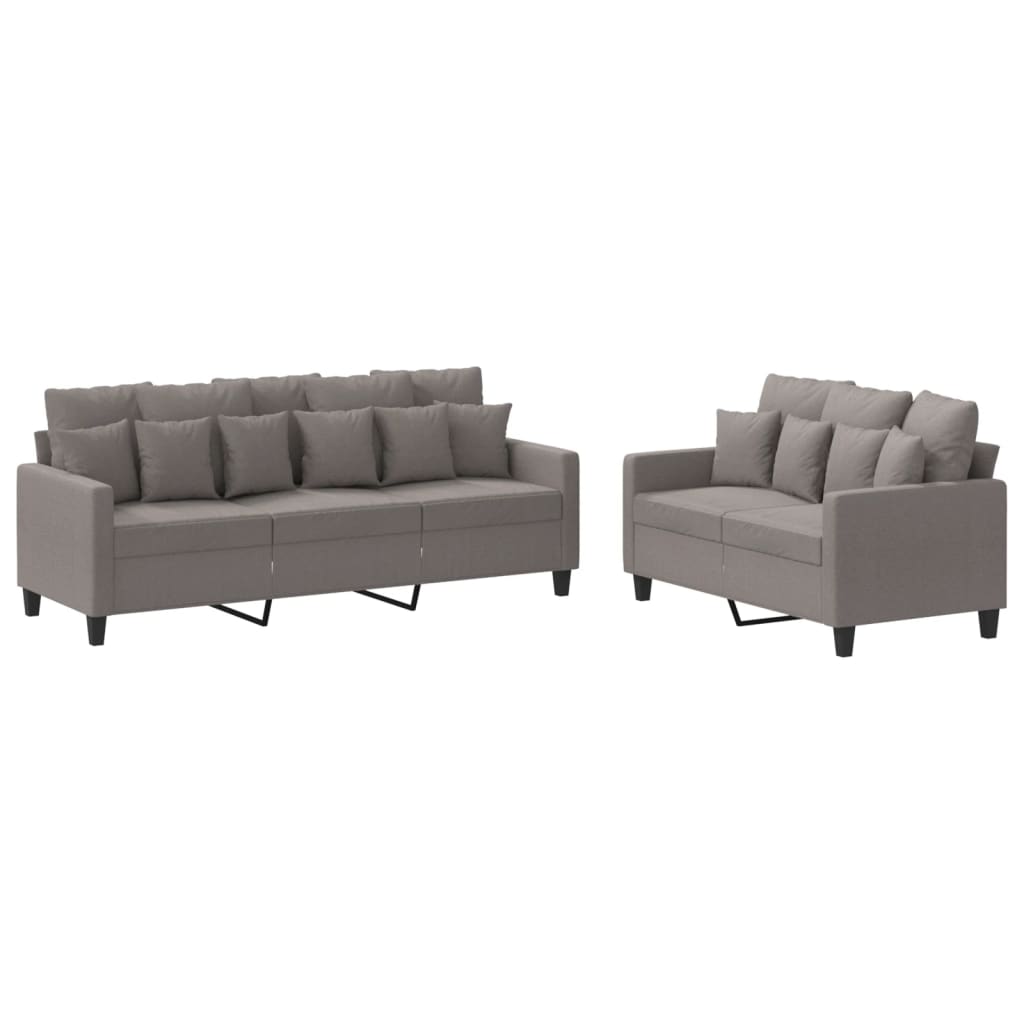 vidaXL 2-tlg. Sofagarnitur mit Kissen Taupe Stoff