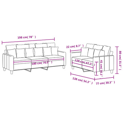 vidaXL 2-tlg. Sofagarnitur mit Kissen Taupe Stoff
