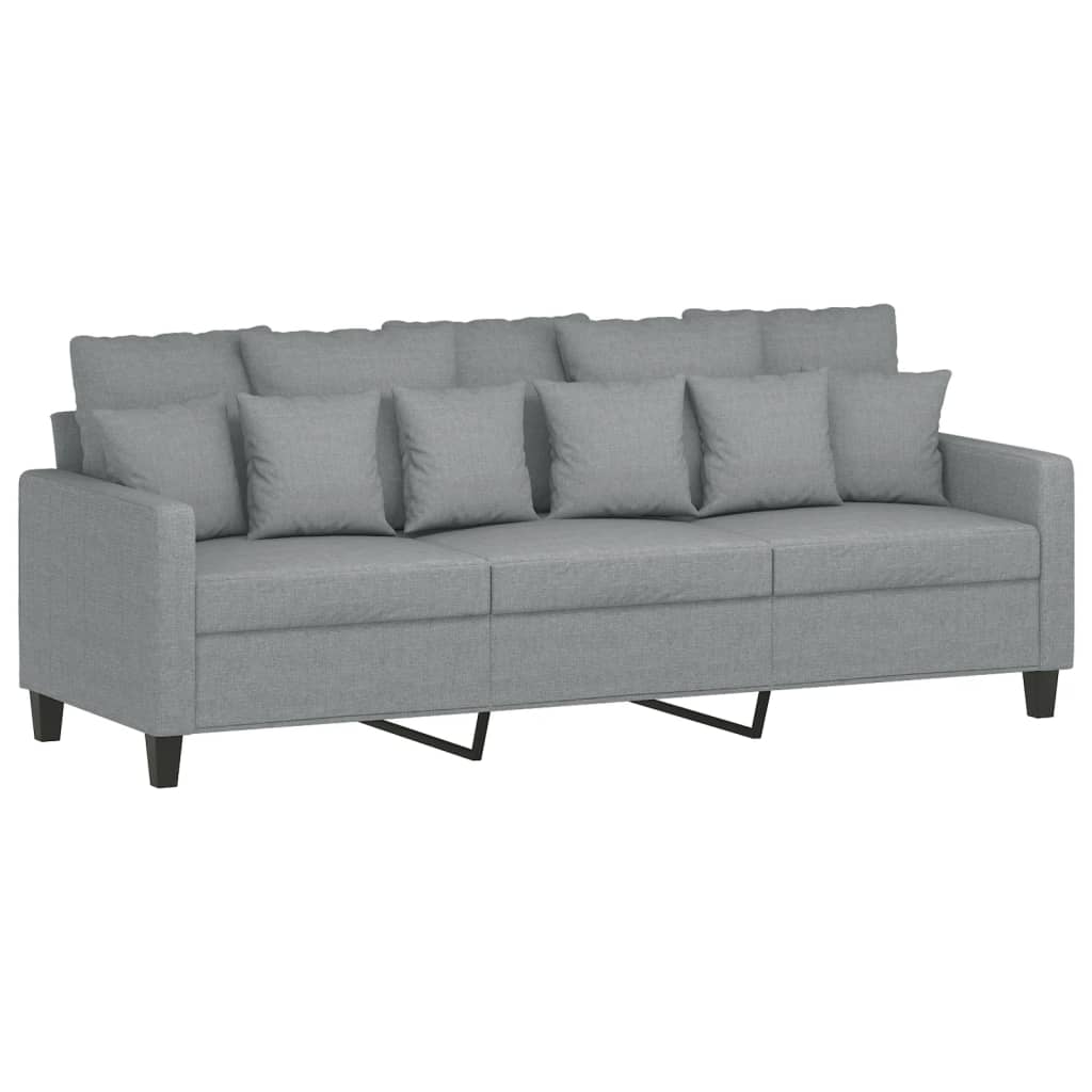 vidaXL 3-tlg. Sofagarnitur mit Kissen Hellgrau Stoff
