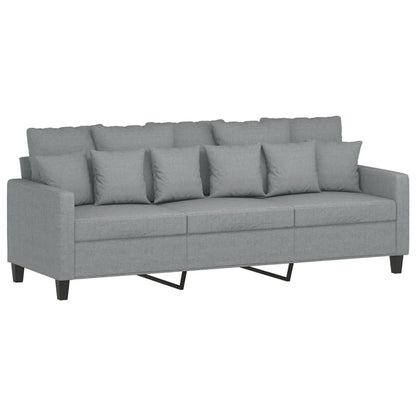 vidaXL 3-tlg. Sofagarnitur mit Kissen Hellgrau Stoff