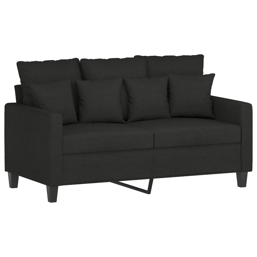 vidaXL Ensemble de canapés 3 pcs avec coussins Tissu Noir