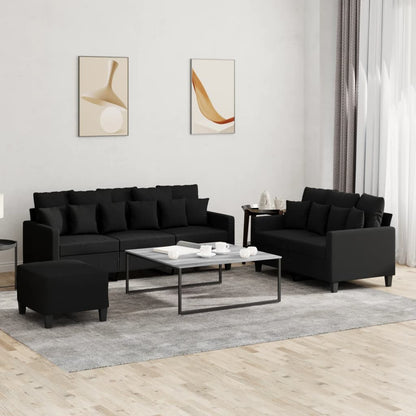 vidaXL Ensemble de canapés 3 pcs avec coussins Tissu Noir