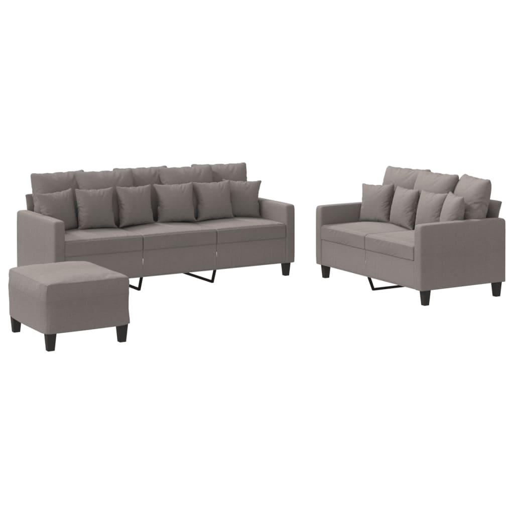 vidaXL 3-tlg. Sofagarnitur mit Kissen Taupe Stoff