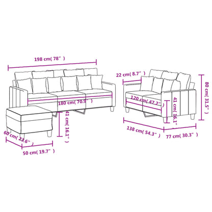 vidaXL 3-tlg. Sofagarnitur mit Kissen Taupe Stoff