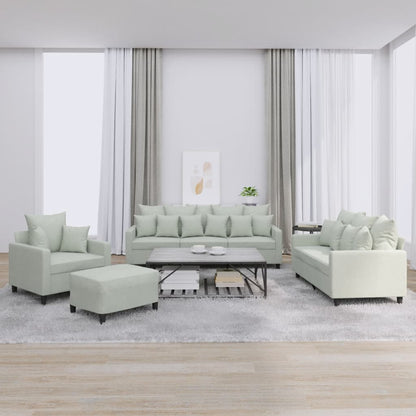 vidaXL 4-tlg. Sofagarnitur mit Kissen Hellgrau Samt