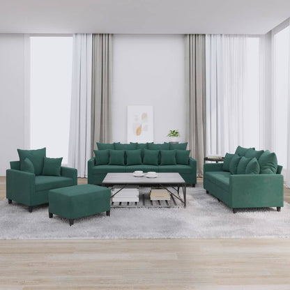 vidaXL Ensemble de canapés 4 pièces avec coussins Velours vert foncé