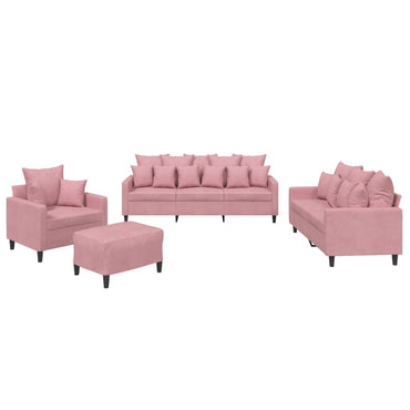 vidaXL 4-tlg. Sofagarnitur mit Kissen Rosa Samt