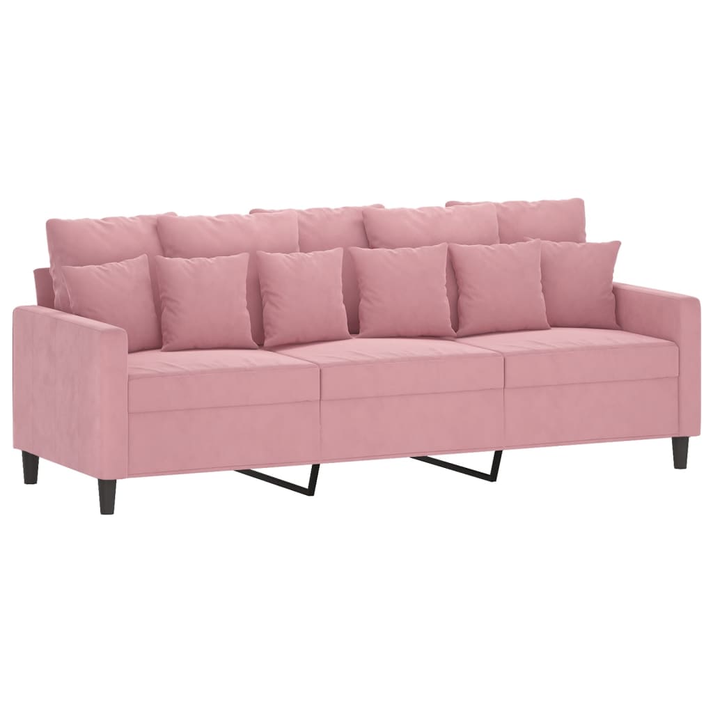 vidaXL 4-tlg. Sofagarnitur mit Kissen Rosa Samt