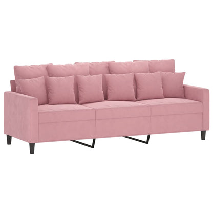 vidaXL 4-tlg. Sofagarnitur mit Kissen Rosa Samt