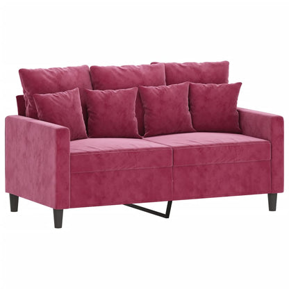 vidaXL 4-tlg. Sofagarnitur mit Kissen Weinrot Samt