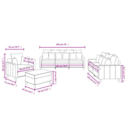 vidaXL 4-tlg. Sofagarnitur mit Kissen Weinrot Samt