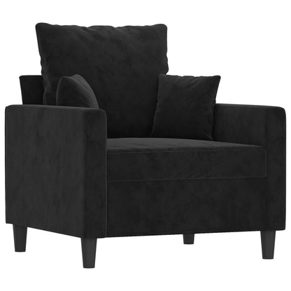vidaXL 4-tlg. Sofagarnitur mit Kissen Schwarz Samt