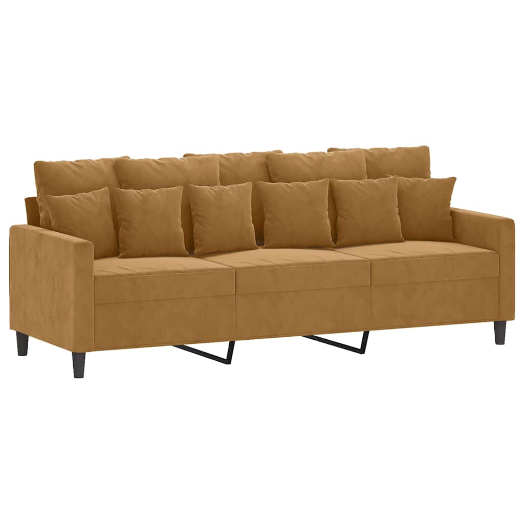 vidaXL 4-tlg. Sofagarnitur mit Kissen Braun Samt
