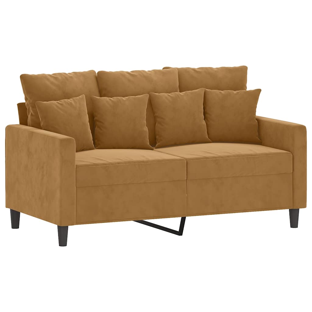 vidaXL 4-tlg. Sofagarnitur mit Kissen Braun Samt