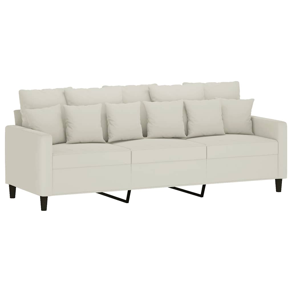 vidaXL 4-tlg. Sofagarnitur mit Kissen Creme Samt