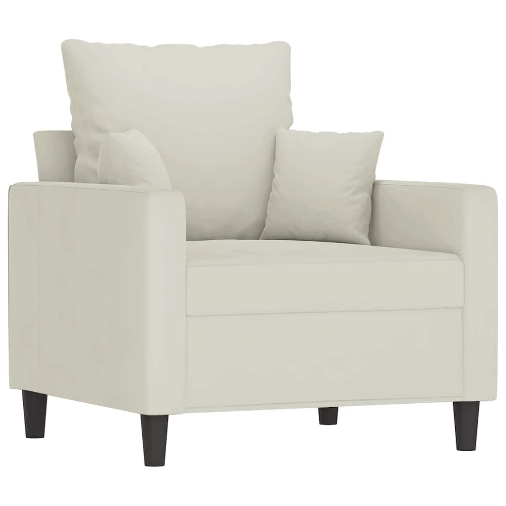 vidaXL 4-tlg. Sofagarnitur mit Kissen Creme Samt