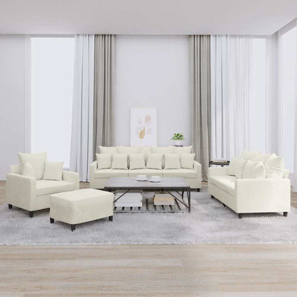 vidaXL 4-tlg. Sofagarnitur mit Kissen Creme Samt