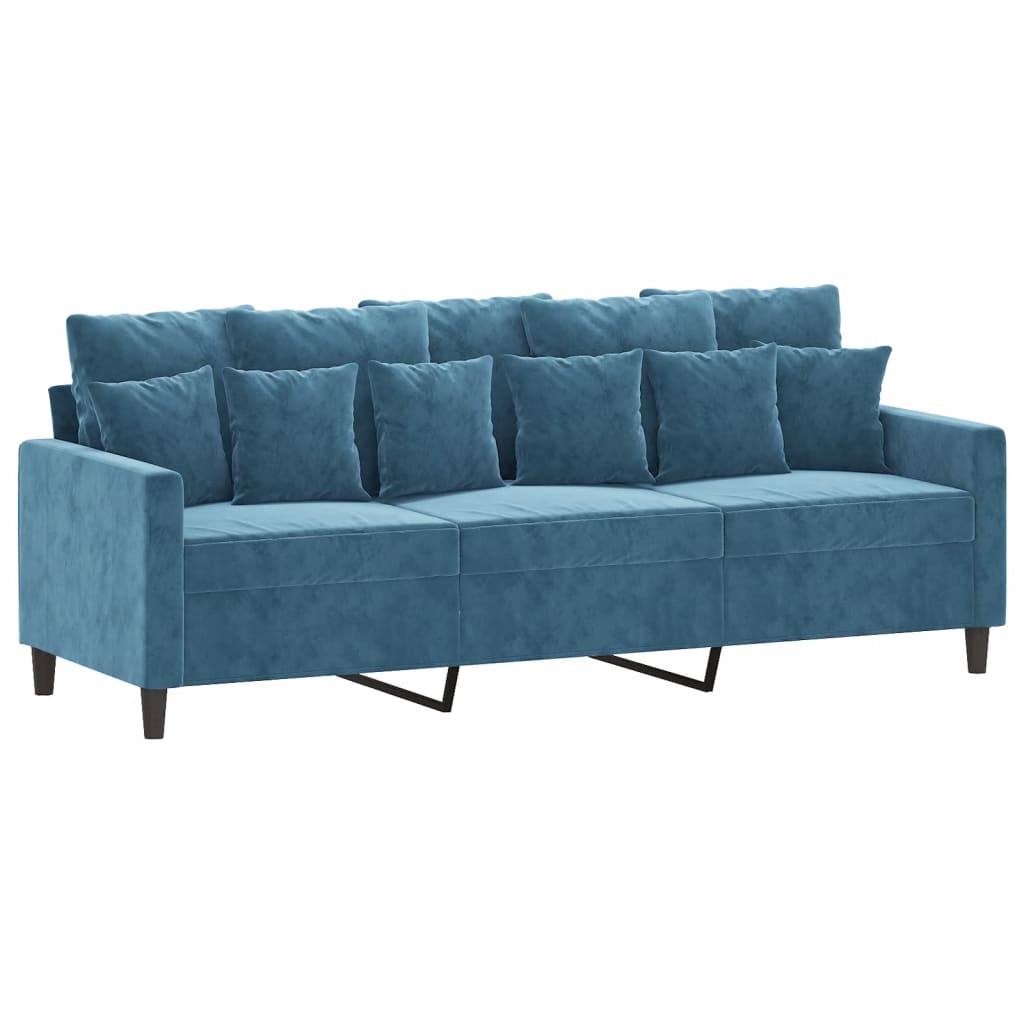 vidaXL 4-tlg. Sofagarnitur mit Kissen Blau Samt