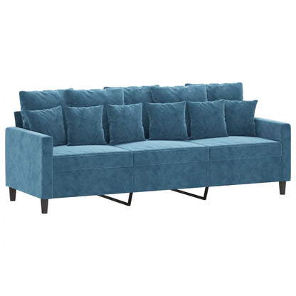 vidaXL 4-tlg. Sofagarnitur mit Kissen Blau Samt