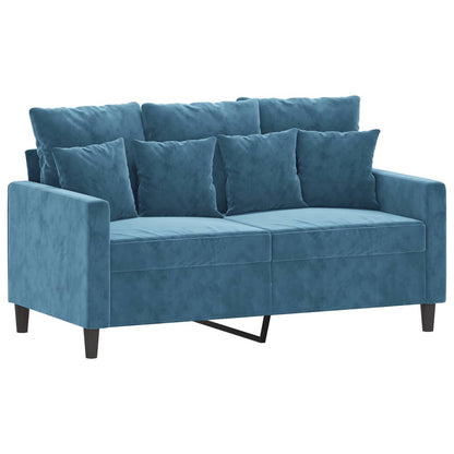 vidaXL 4-tlg. Sofagarnitur mit Kissen Blau Samt