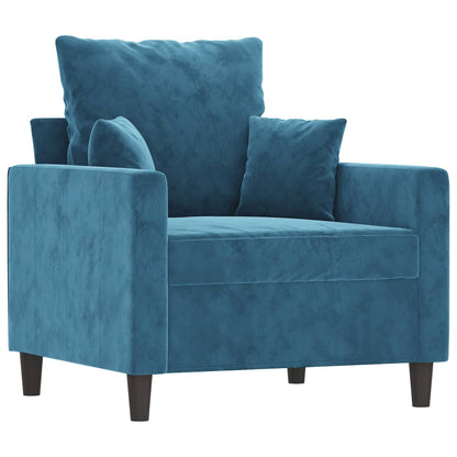 vidaXL 4-tlg. Sofagarnitur mit Kissen Blau Samt
