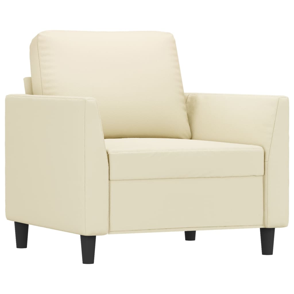 vidaXL 3-tlg. Sofagarnitur mit Kissen Creme Kunstleder