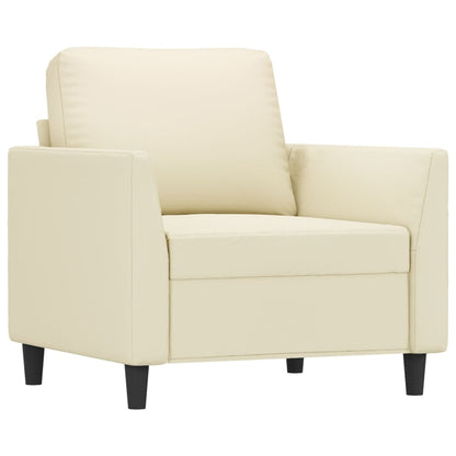 vidaXL 3-tlg. Sofagarnitur mit Kissen Creme Kunstleder