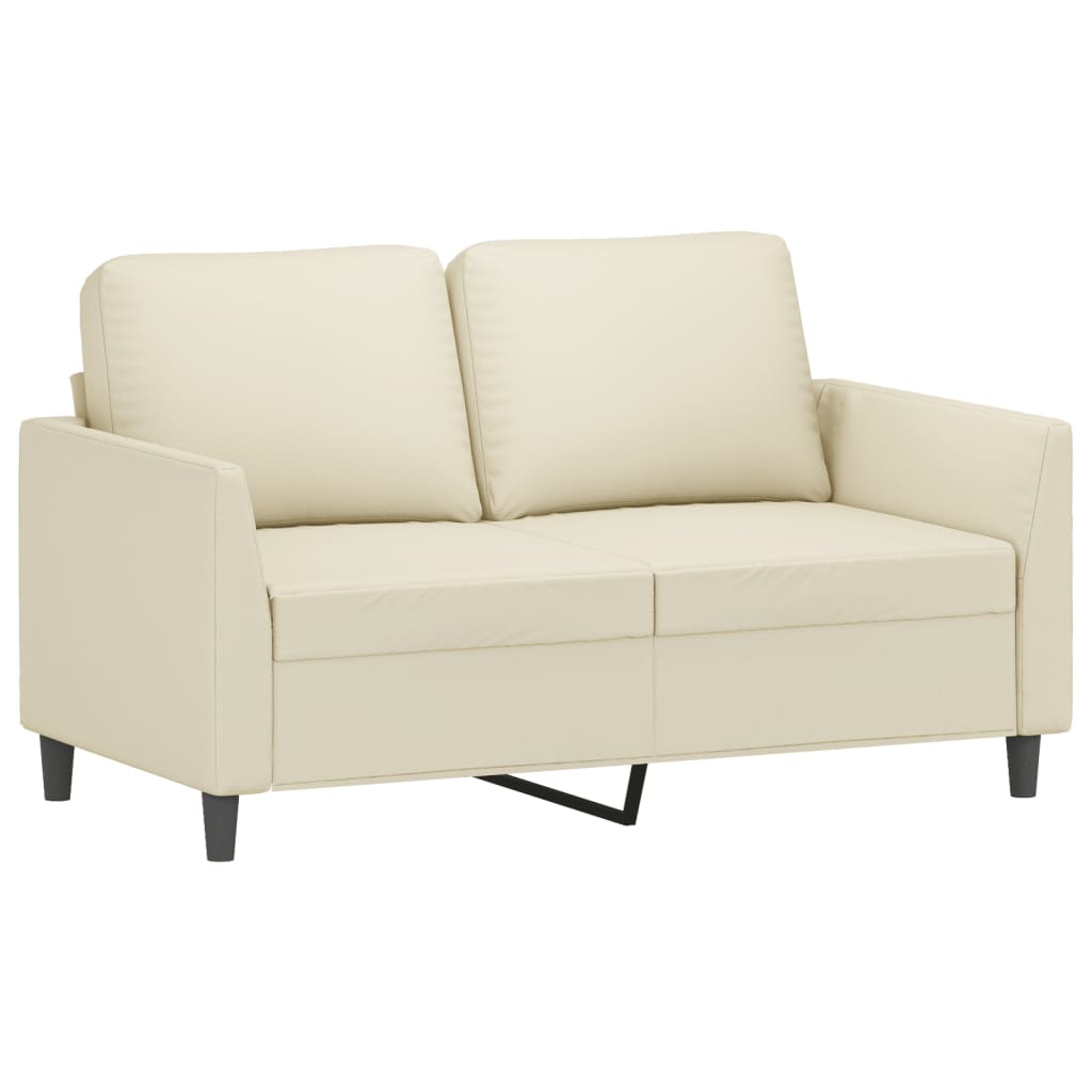 vidaXL 3-tlg. Sofagarnitur mit Kissen Creme Kunstleder