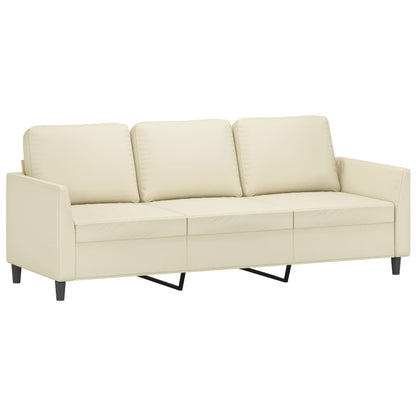 vidaXL 3-tlg. Sofagarnitur mit Kissen Creme Kunstleder