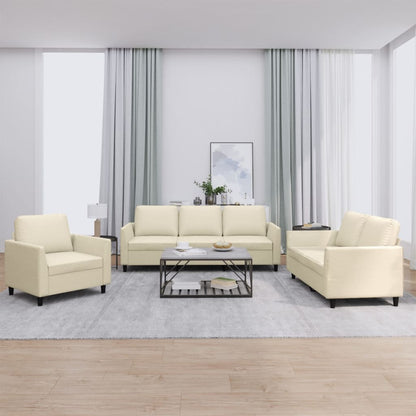 vidaXL 3-tlg. Sofagarnitur mit Kissen Creme Kunstleder