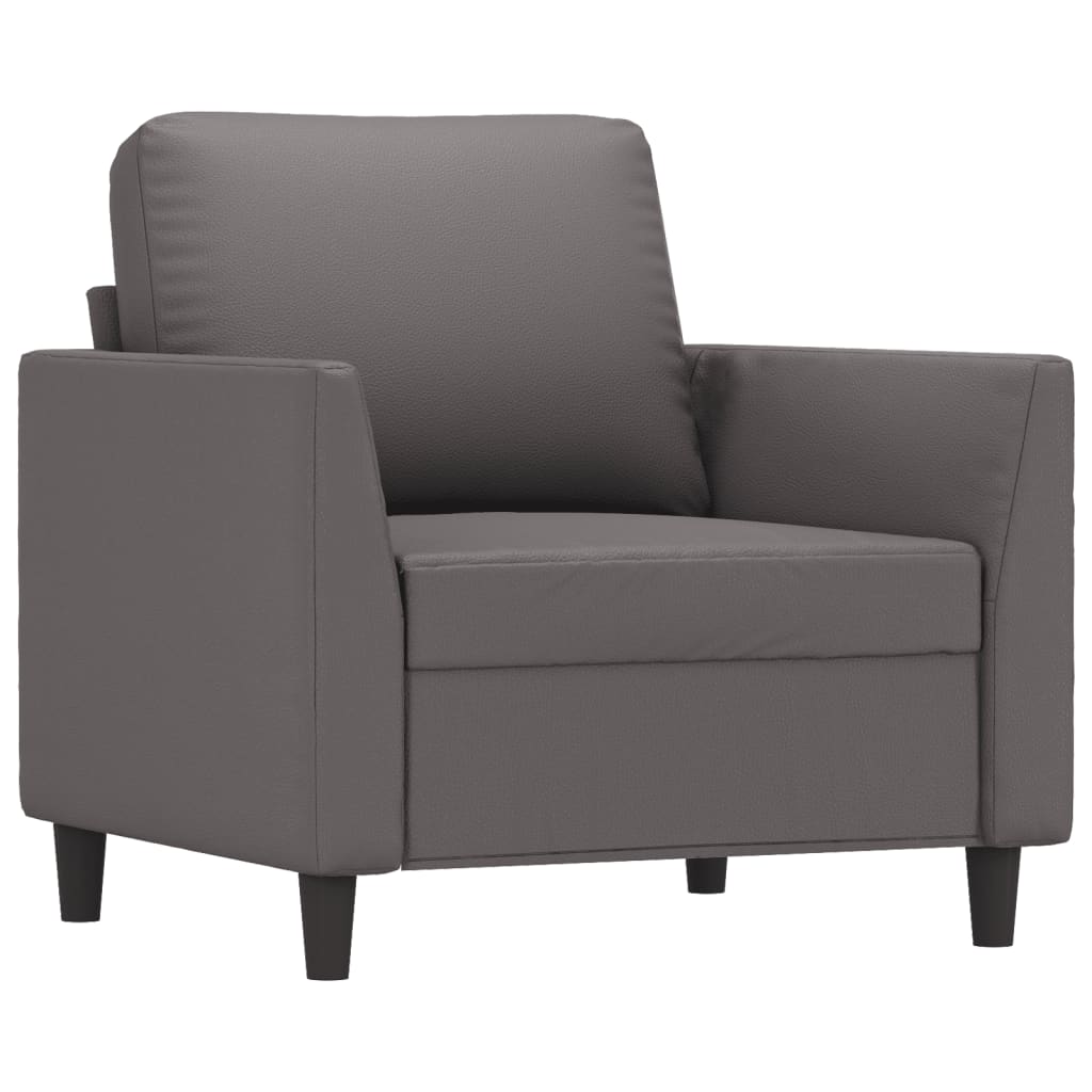 vidaXL 3-tlg. Sofagarnitur mit Kissen Grau Kunstleder