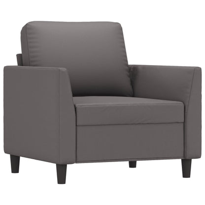 vidaXL 3-tlg. Sofagarnitur mit Kissen Grau Kunstleder