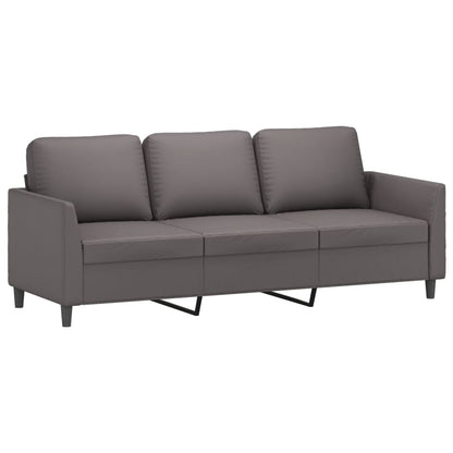 vidaXL 3-tlg. Sofagarnitur mit Kissen Grau Kunstleder