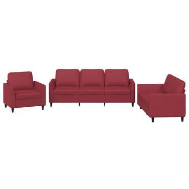 vidaXL Ensemble de canapé 3 pièces avec coussins, similicuir rouge bordeaux