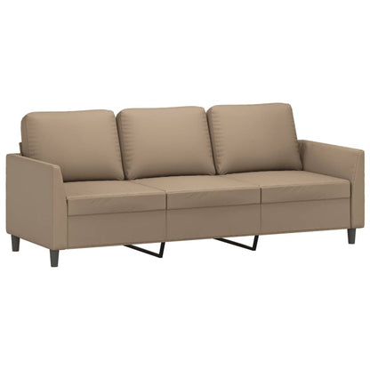 vidaXL 3-tlg. Sofagarnitur mit Kissen Cappuccino-Braun Kunstleder
