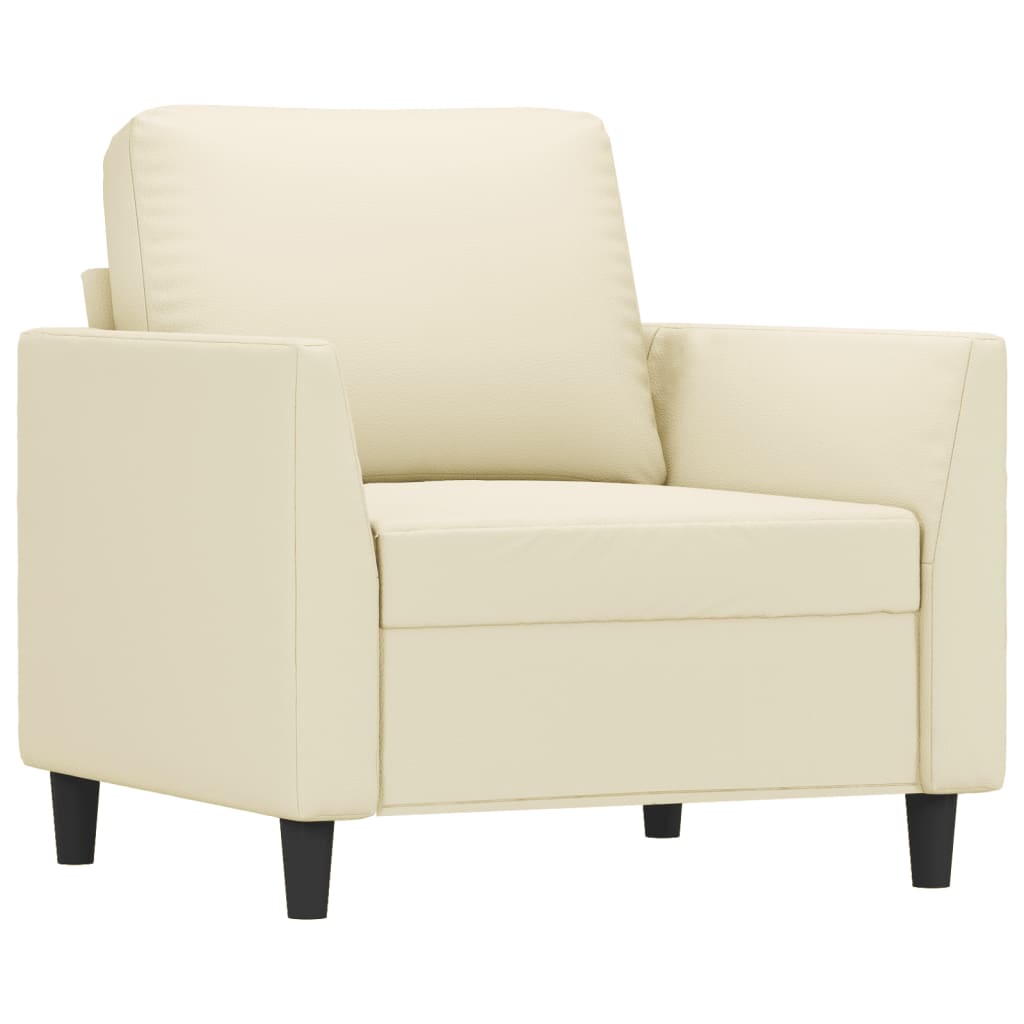 vidaXL Salon de jardin 4 pcs avec coussins Similicuir crème
