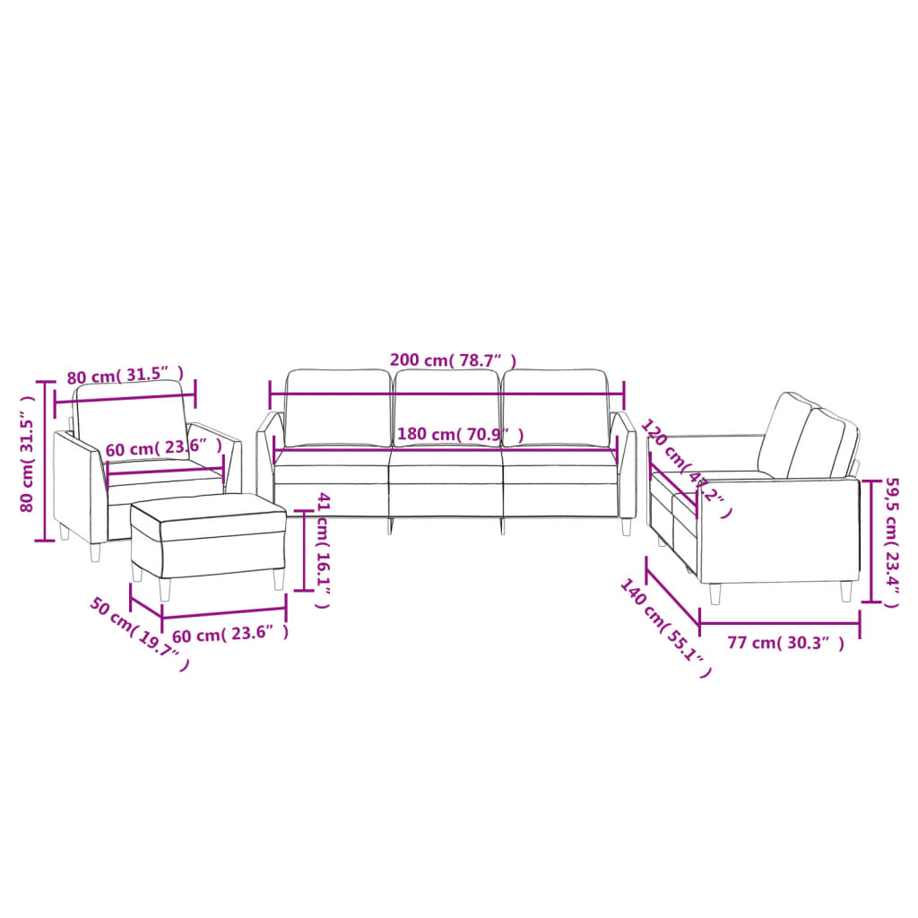 vidaXL Salon de jardin 4 pcs avec coussins Similicuir crème