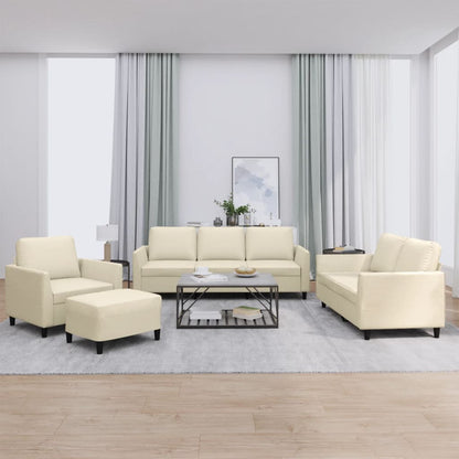 vidaXL Salon de jardin 4 pcs avec coussins Similicuir crème