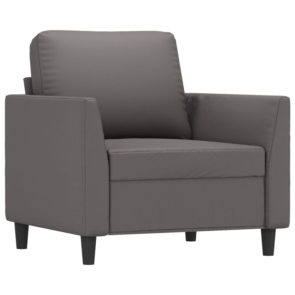 vidaXL 4-tlg. Sofagarnitur mit Kissen Grau Kunstleder
