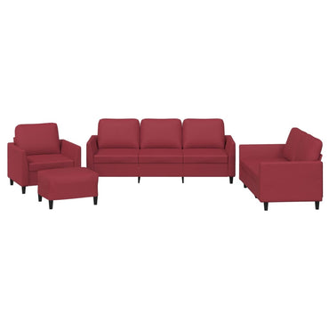 vidaXL Salon de jardin 4 pcs avec coussins Similicuir Rouge bordeaux