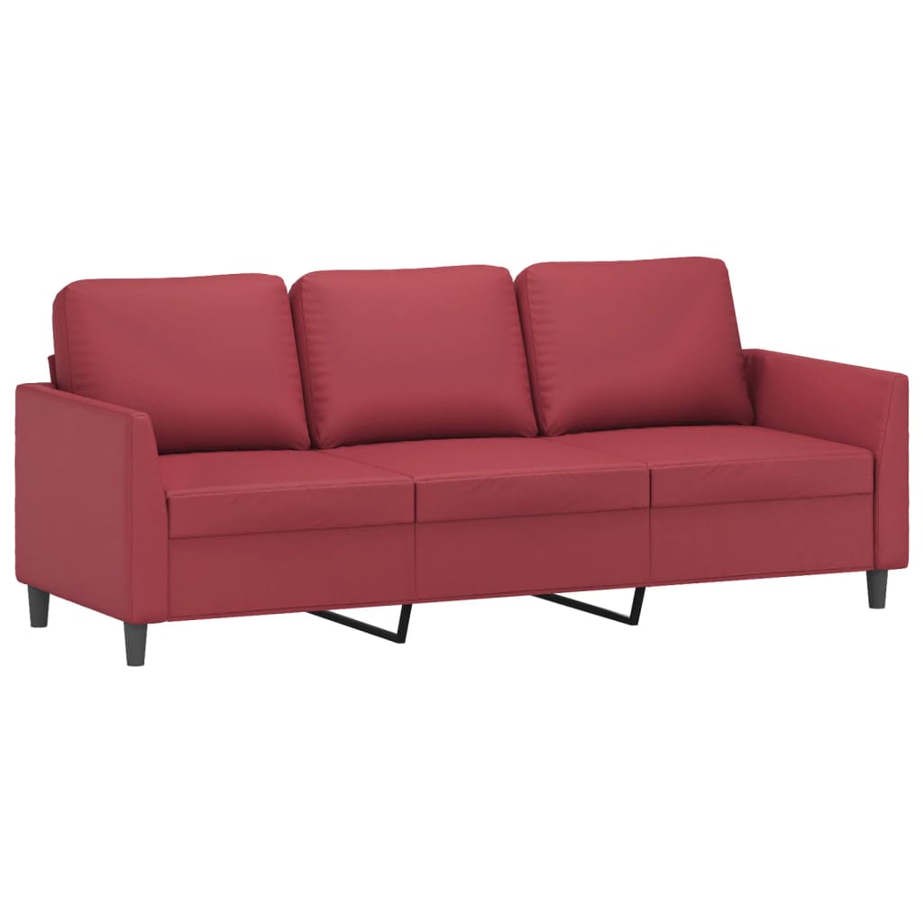 vidaXL 4-tlg. Sofagarnitur mit Kissen Weinrot Kunstleder