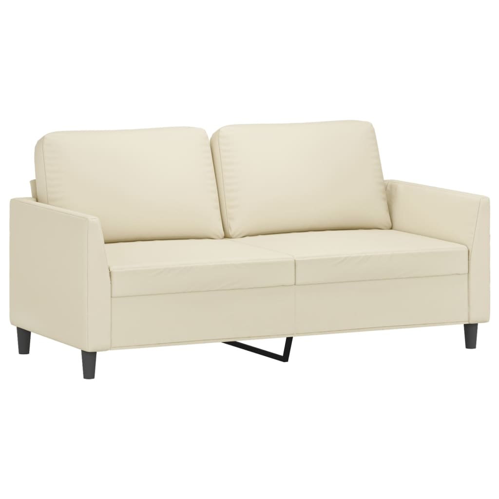 vidaXL 2-tlg. Sofagarnitur mit Kissen Creme Kunstleder